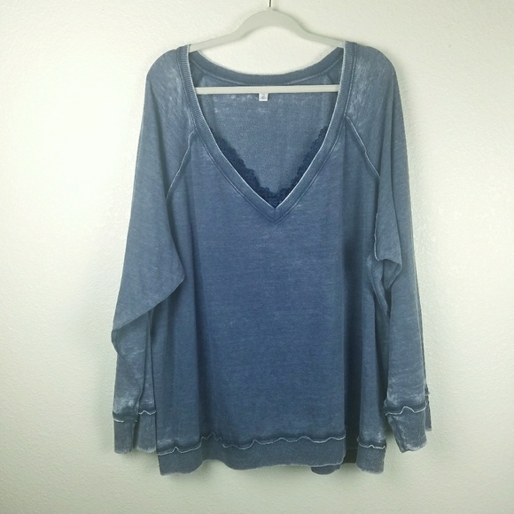 Melrose & Market Lace Trim Fleece Pullover 3X - Picture 2 of 8